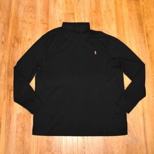 Polo Ralph Lauren Turtleneck Men XL Black Excellent Cotton Long Sleeve Pony Logo